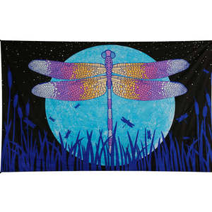 Dragonfly Full Moon Glow-in-the-Dark Tapestry by Sunshine Joy